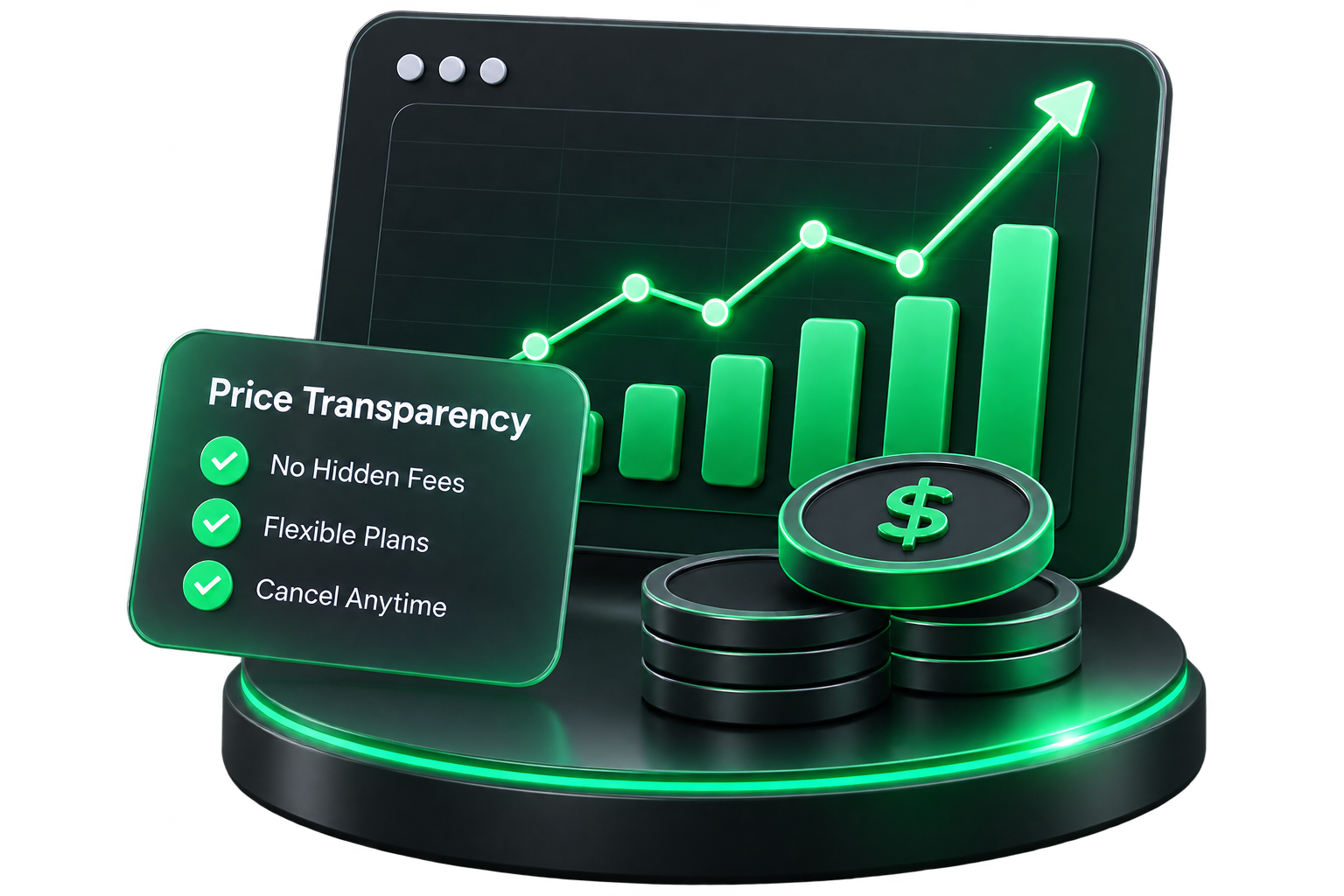 Transparent Pricing 3D Growth Chart