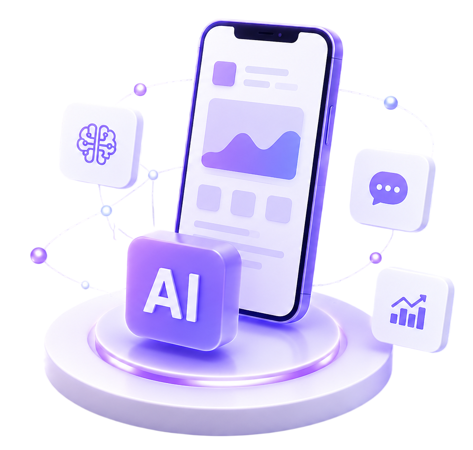 AI-Powered App Development 3D Illustration
