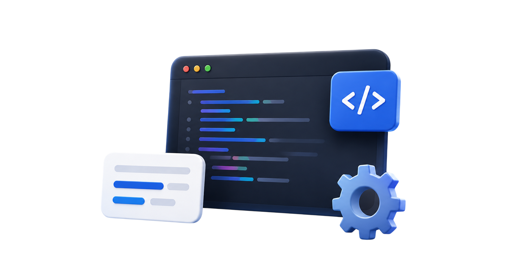Custom Website Development 3D Illustration
