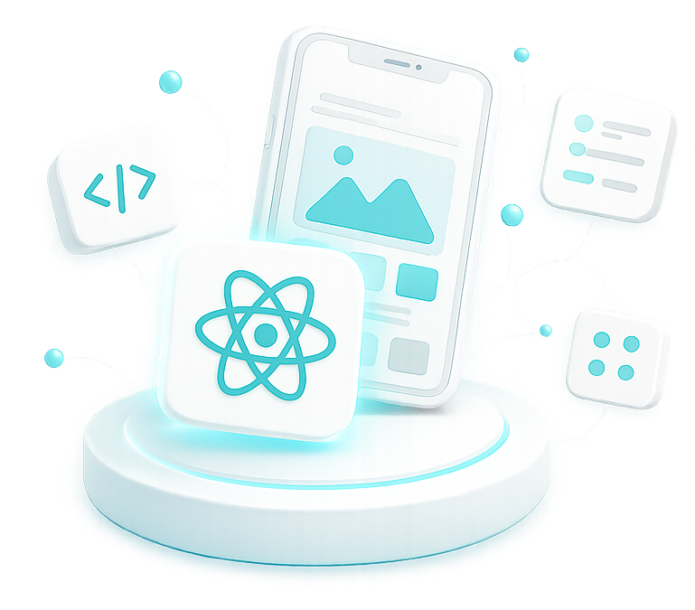 React Native App Development 3D Illustration